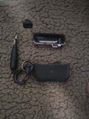 Protective Earbud Case with Carabiner Keychain - Black